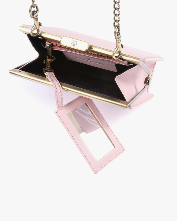 Sac JEANNE Imprimé Mains ouvert, vue intérieure avec poche zippée et porte-carte amovible
