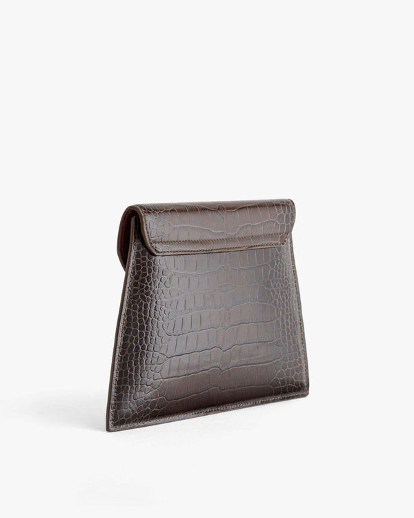 POCHETTE GABRIELLE - Brun - Embossé Crocodile