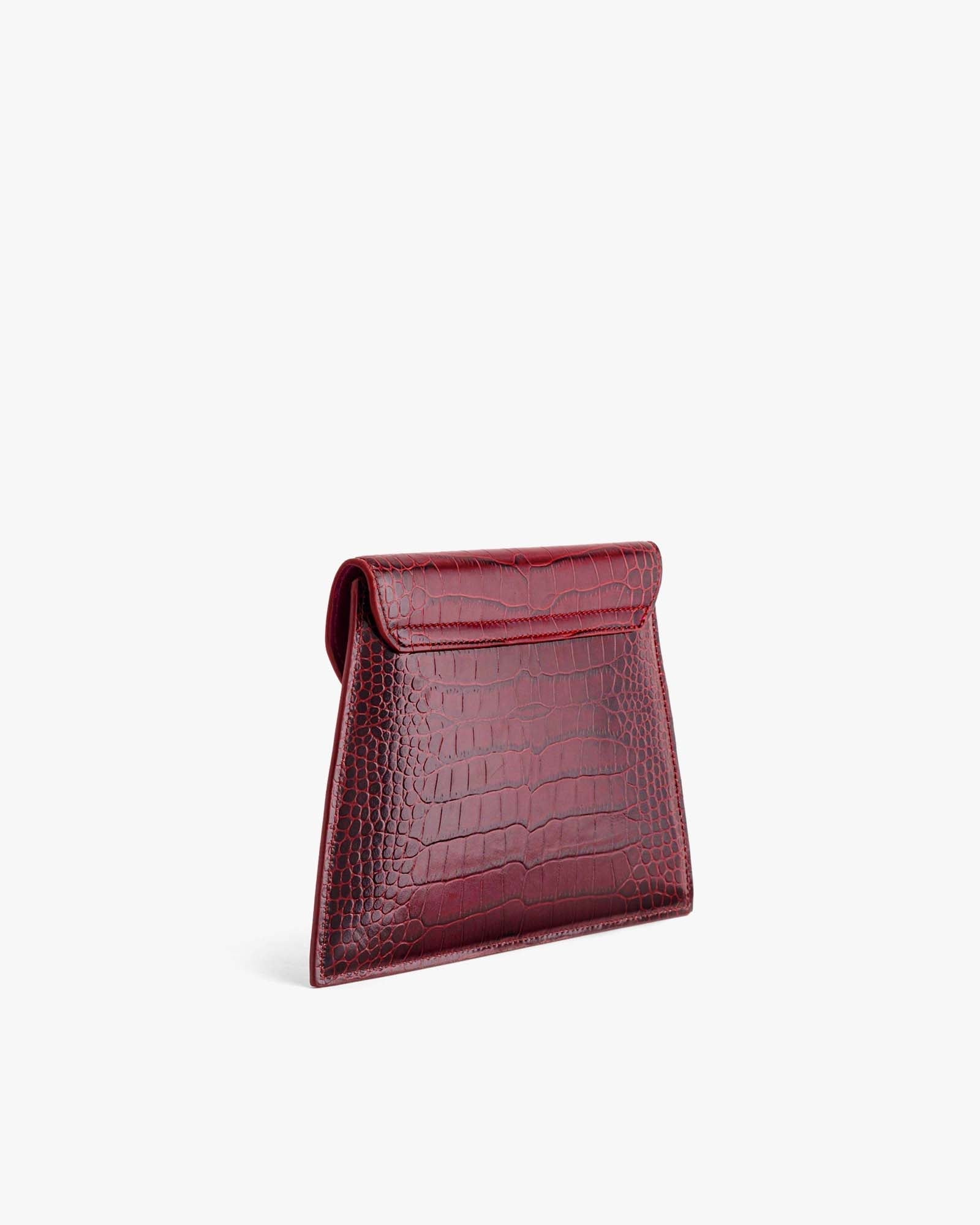 GABRIELLE POUCH - Burgundy lizard