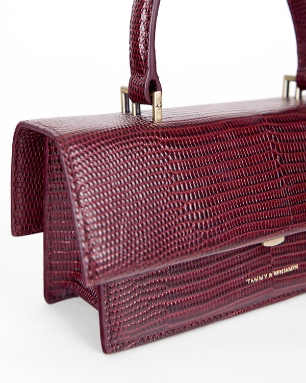 THEA MINI - Bordeaux - Embossé Lézard