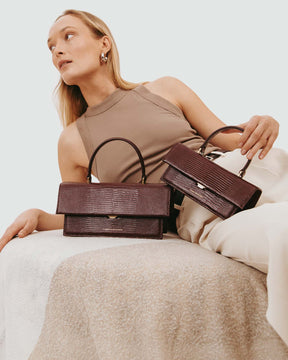 THEA MINI - Bordeaux - Embossé Lézard